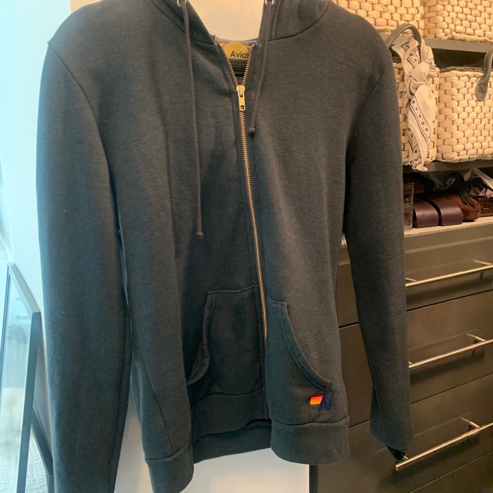 Aviator Nation zip up Hoodie  charcoal / white